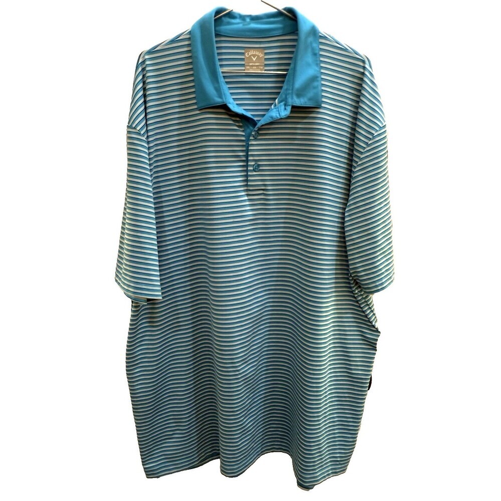 PGA Tour Men’s Set of 2 Golf Polo Shirt Sz XXL Blue Orange Striped Stretch - Picture 2 of 15